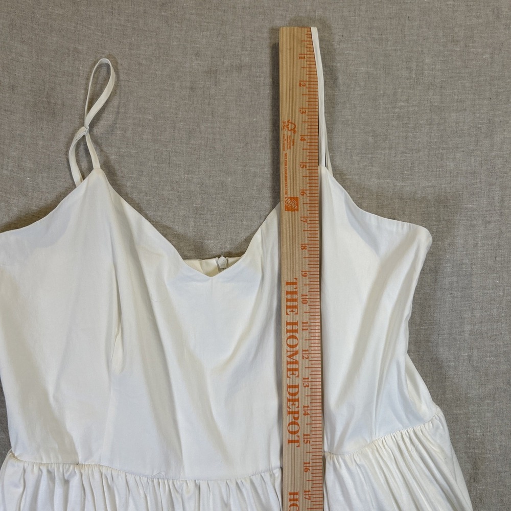 French Connection Women White Midi Dress Lace Hem Spaghetti Strap Pockets 12 - Picture 13 of 14